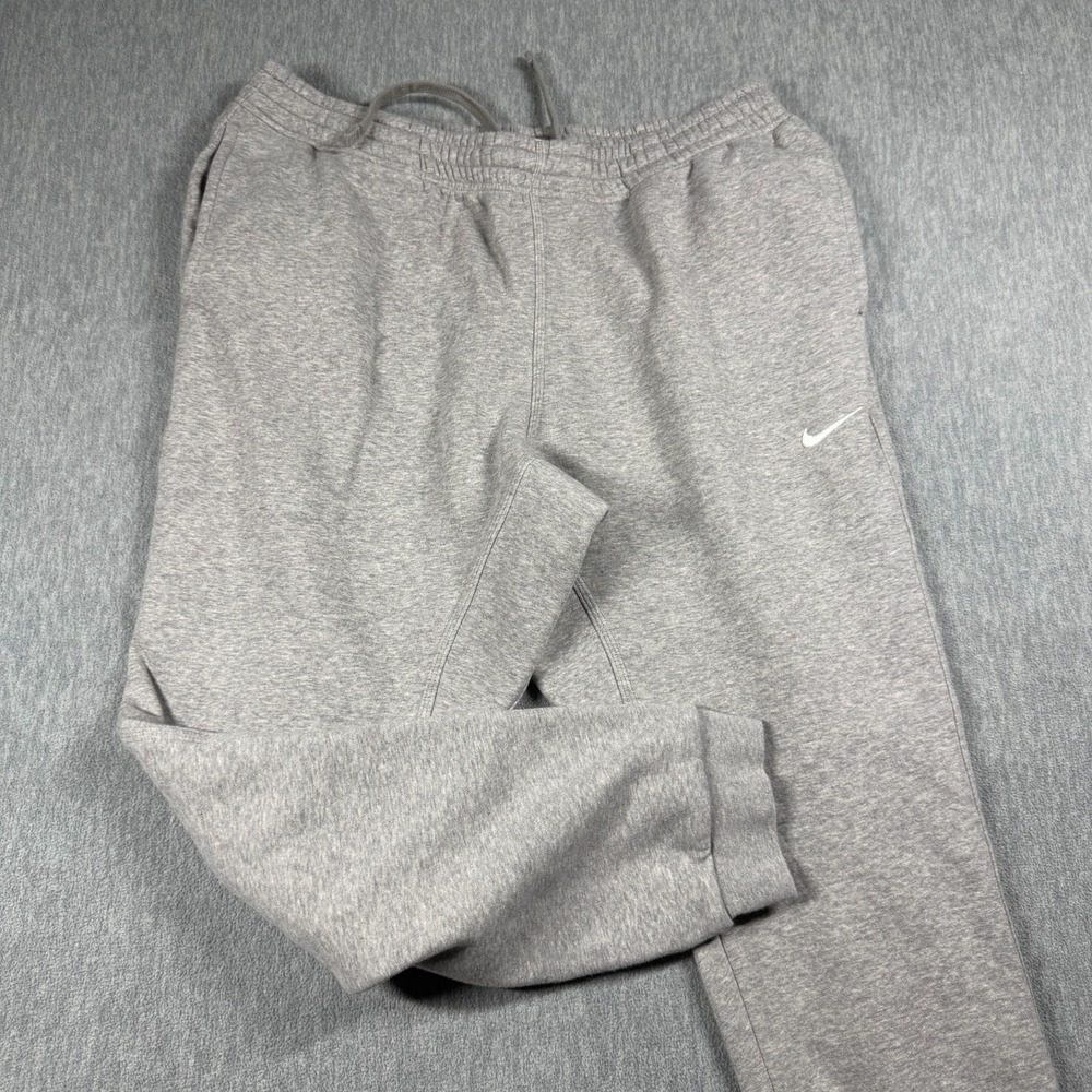 Nike Sweatpants Men XXL Gray Fleece Joggers Drawstring Swoosh Logo Athletic Pant